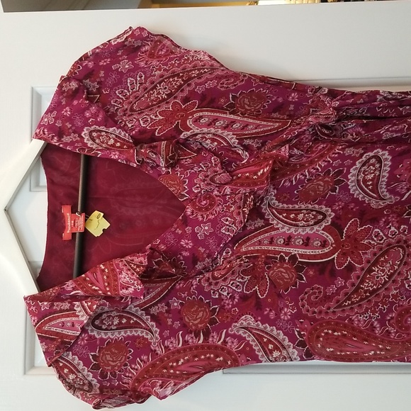 Sundance Red and Pink Silk Paisley Maxi Dress, Size 8 Petite, $35 - Picture 13 of 13
